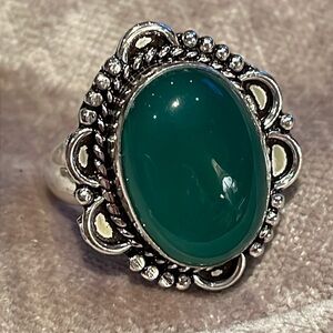 Green Onyx Ring Size 8.75